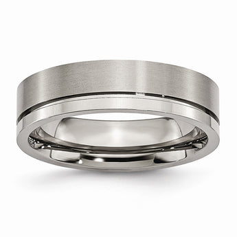 Titanium Grooved 6mm Brushed and Polished Band