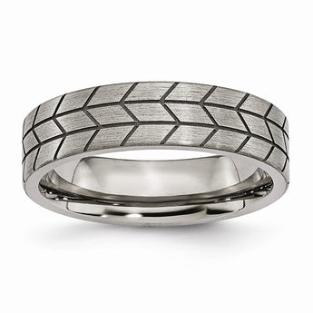 Titanium Flat Tread Design 6mm Brushed Band