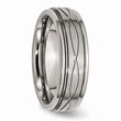 Titanium Polished Criss-cross Design Brushed Center Ridged Edge Band