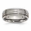 Titanium Polished Criss-cross Design Brushed Center Ridged Edge Band