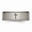 Titanium Ridged Edge Cross 8mm Brushed and Polished Band