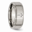 Titanium Ridged Edge Cross 8mm Brushed and Polished Band