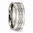 Titanium Sterling Silver Inlay Celtic Knot Flat 8mm Polished Band