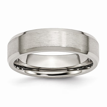 Titanium Beveled Edge 6mm Brushed and Polished Band