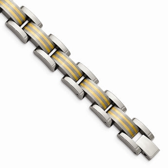 Titanium/14K Inlay Polished/Matte Bracelet