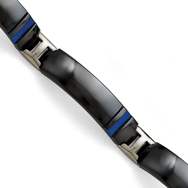 Titanium Black Ti Polished Blue Annodized Bracelet