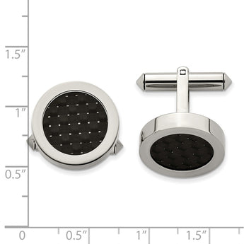 Titanium Polished w/Black Carbon Fiber Inlay Cuff Links