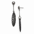 Titanium/Ster.Sil Black Ti Polished Etched Post Dangle Earrings