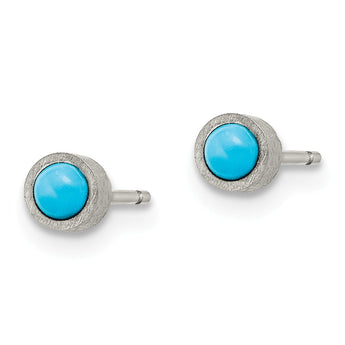 Titanium Brushed with Turquoise 4mm Stud Earrings