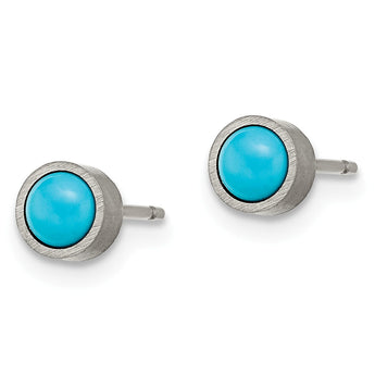 Titanium Brushed with Turquoise 5mm Stud Earrings