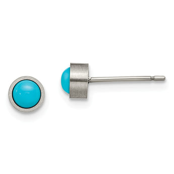 Titanium Brushed with Turquoise 5mm Stud Earrings