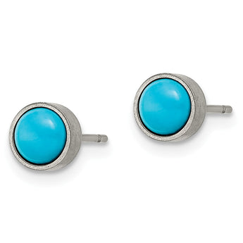 Titanium Brushed with Turquoise 6mm Stud Earrings