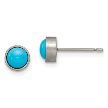 Titanium Brushed with Turquoise 6mm Stud Earrings