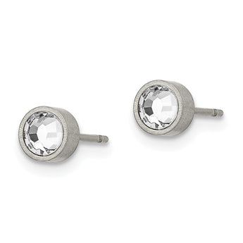 Titanium Brushed with CZ 5mm Stud Earrings