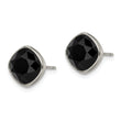 Titanium Polished Faceted Black Crystal Post Earrings
