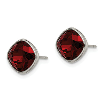 Titanium Polished Faceted Red Crystal Post Earrings