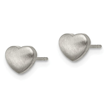 Titanium Brushed Heart Post Earrings
