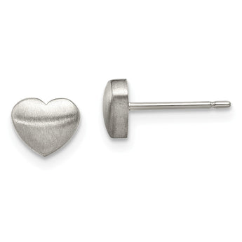 Titanium Brushed Heart Post Earrings