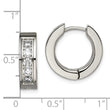Titanium Polished with CZ 5.00mm Hinged Hoop Earrings