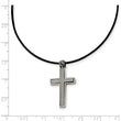 Titanium Leather Cord Cross 18in Necklace