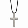 Titanium Leather Cord Cross 18in Necklace