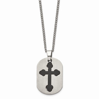 Titanium Black IP-plated Moveable Cross 22in Necklace