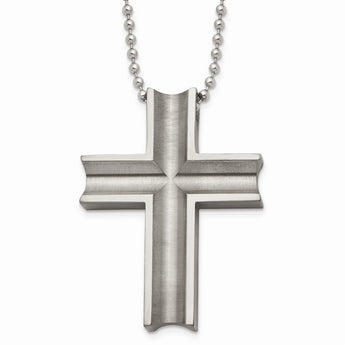 Titanium Polished Cross Necklace