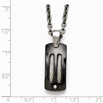 Titanium/Ster.Sil Black Ti Polished w/Cable Inlay Necklace
