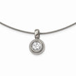 Titanium CZ Pendant with Polished Stainless Steel Wire Necklace