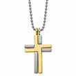 Titanium Brushed & Polished Yellow IP 2-piece Moveable Cross Necklac