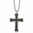 Titanium Polished Black IP-plated Laser Cut Cross 22in Necklace