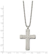 Titanium Polished Laser Cut Cross 22in Necklace