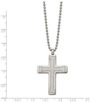 Titanium Polished Laser Cut Cross 22in Necklace