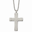Titanium Polished Laser Cut Cross 22in Necklace