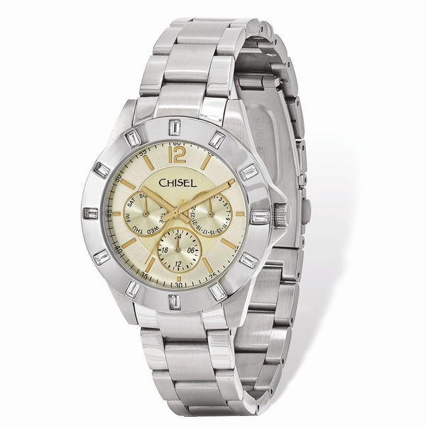 Mens Chisel Stainless Steel Champagne Dial Watch