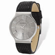 Mens Chisel Stainless Steel Grey Dial Black Leather Watch