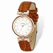 Ladies Chisel IP Rose-plated White Dial Brown Leather Watch