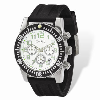 Mens Chisel White Dial Silicone Strap Chronograph Watch