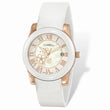 Ladies Chisel Rose IP-plated Floral Dial White Strap Watch