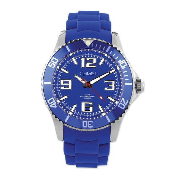 Mens Chisel 44mm Blue Silicone Strap Watch