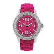 Ladies Chisel 40mm Crystal Bezel Dk Pink Silicone Strap Watch