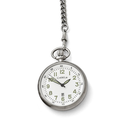 Chisel Stainless Steel White Dial Pocket Watch