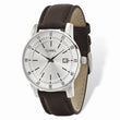 Mens Chisel Stainless Steel Silver Dial Brown Leather Watch