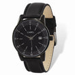 Mens Chisel Black IP-plated Stainless Silver Dial Blk Lthr Watch