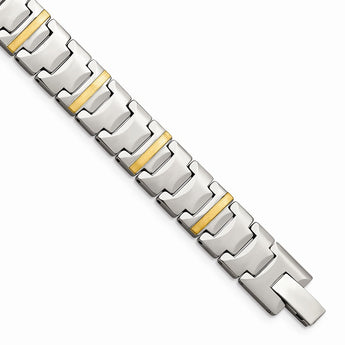 Tungsten w/14k Polished Link Bracelet