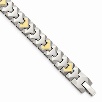 Tungsten w/10k Polished Chevron Style Bracelet