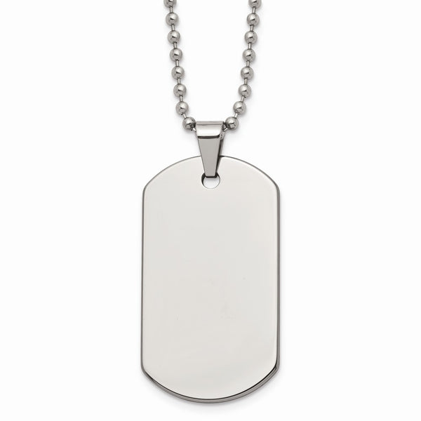 Tungsten Polished Dog Tag 22in Necklace
