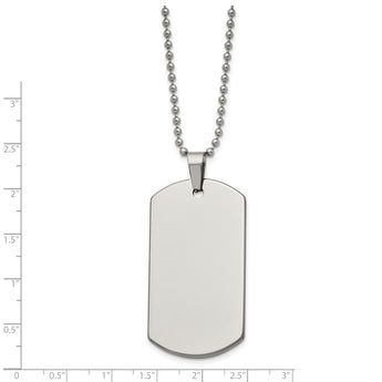 Tungsten Polished Dog Tag 24in Necklace