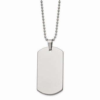 Tungsten Polished Dog Tag 24in Necklace