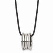 Tungsten Polished Leather Cord Necklace